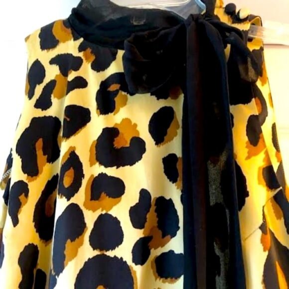 DONNA MORGAN Y2K Leopard Print Silk Tunic Mini Dress Sleeveless 4 MSRP $300 - Picture 3 of 6